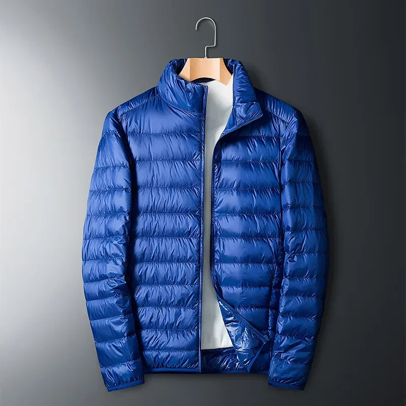 Ultra-Light Waterproof White Duck Down Jacket for Men | Casual & Portable Outdoor Winter Coat - Blue, XL image