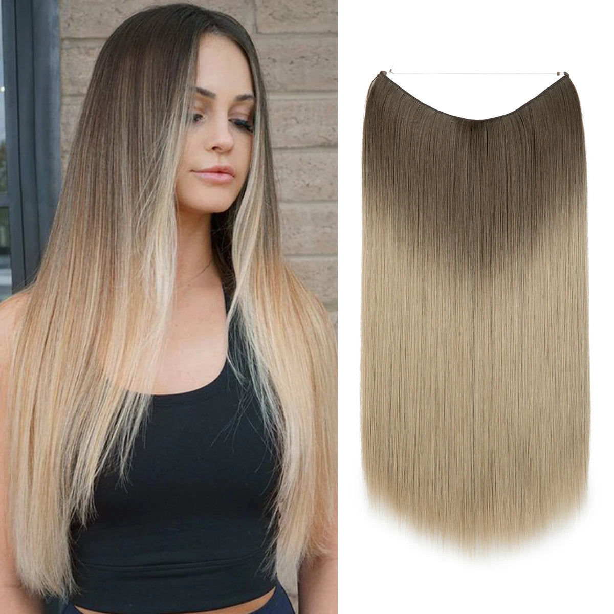 SARLA Halo Invisible Wire Synthetic Hair Extension-No Clip image 50