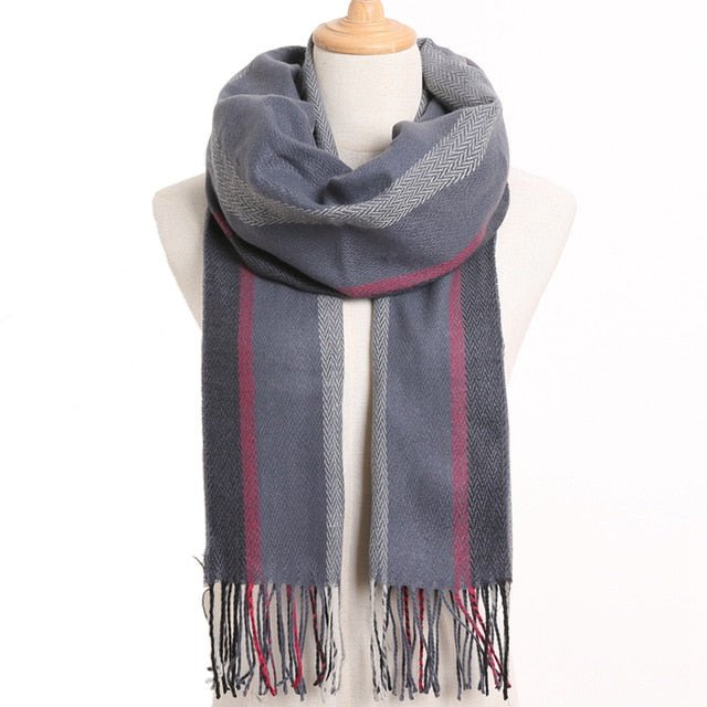 VIANOSI Plaid Winter Scarf for Women | Warm Foulard Solid Scarves | Casual Cashmere Scarfs - 43, 190CM X 35CM image