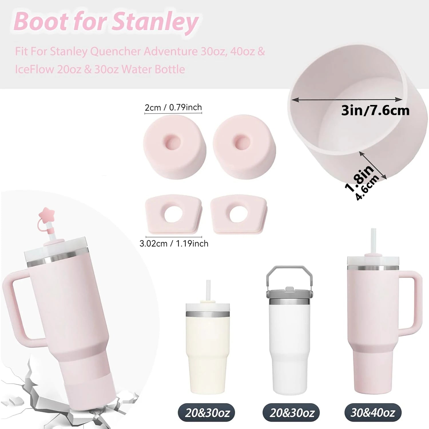 Stanley Cup Tumbler Accessory Kit – 9-Piece Set with Stoppers, Straw Caps, & Boot image 2