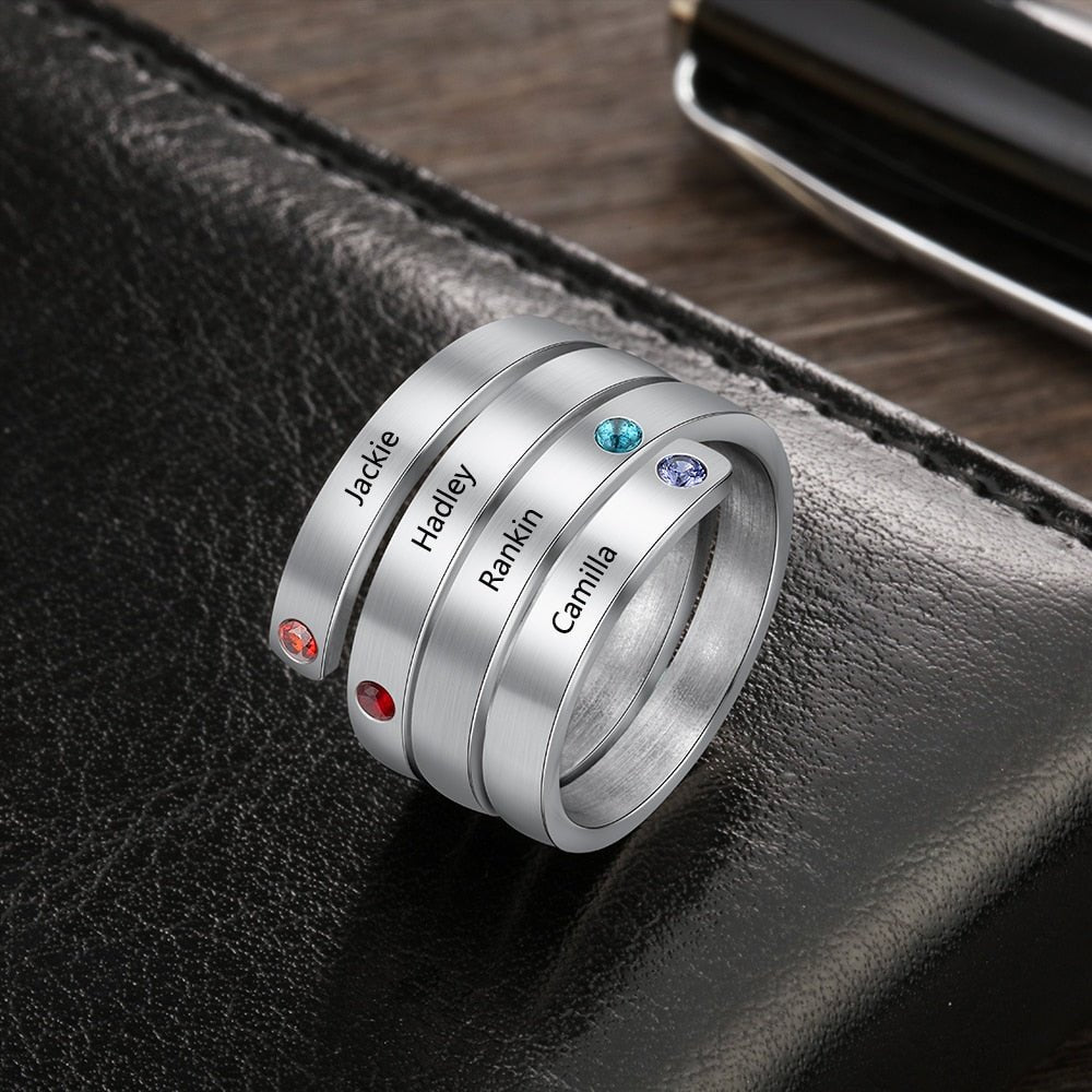 Personalized Custom Engraved Birthstone Rings for Women image 5