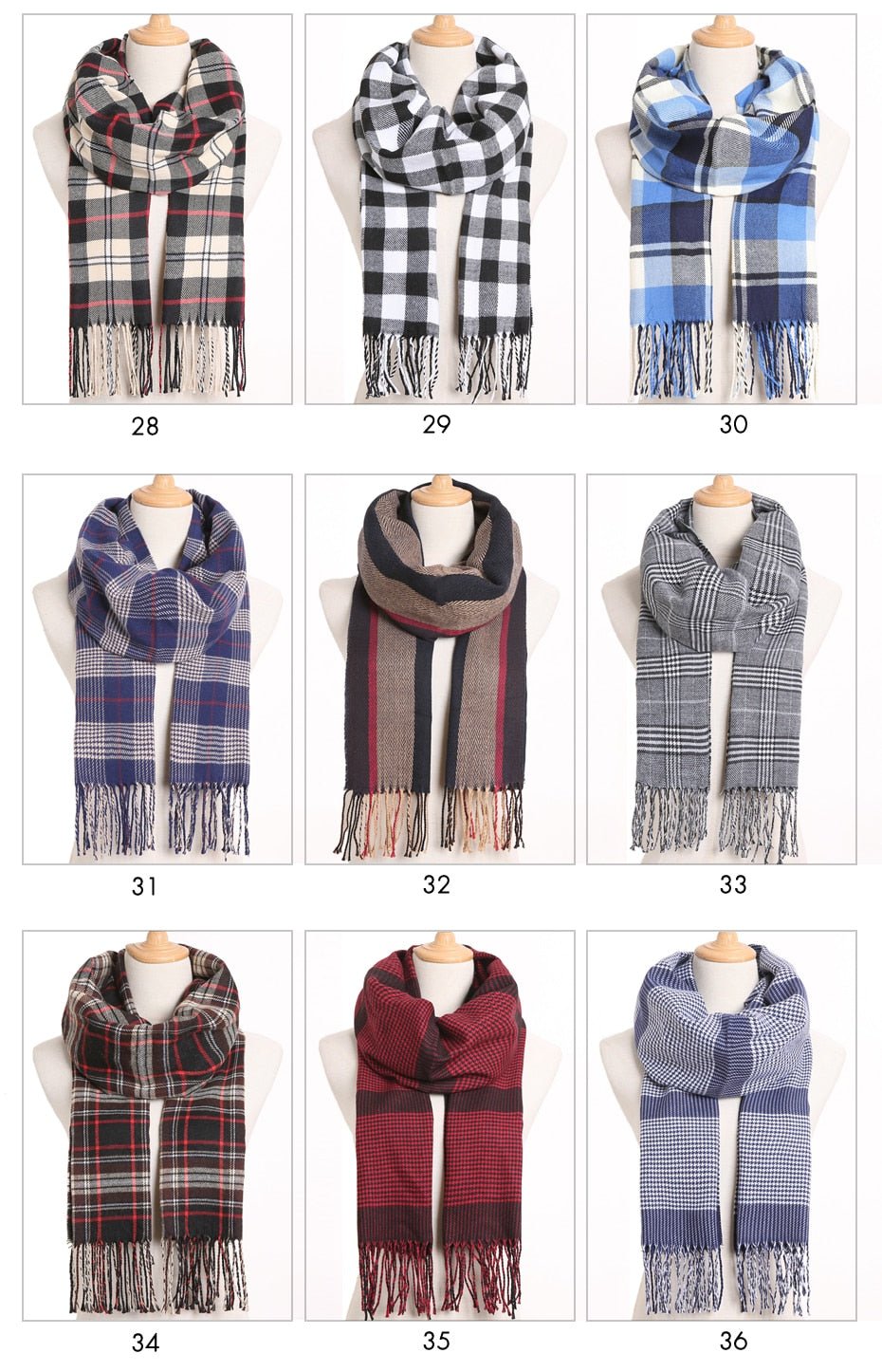 VIANOSI Plaid Winter Scarf for Women | Warm Foulard Solid Scarves | Casual Cashmere Scarfs image 12
