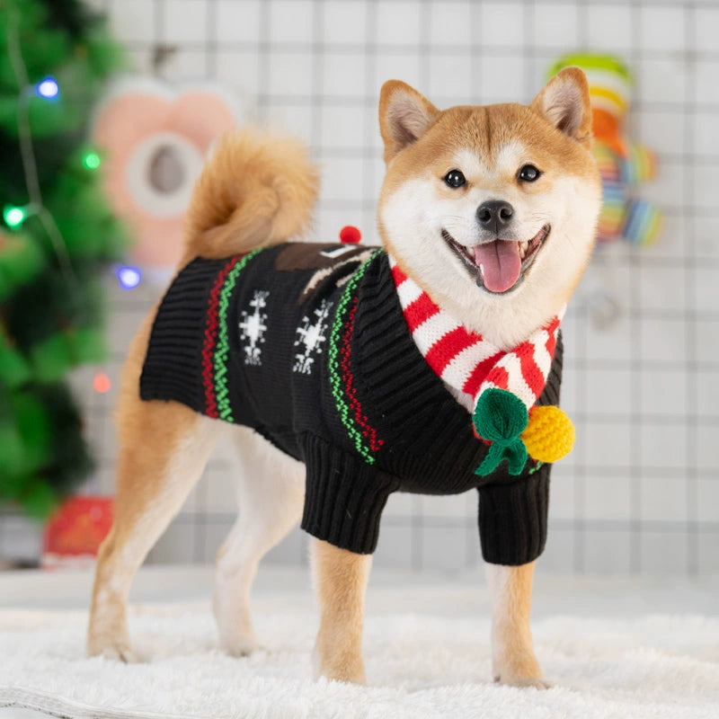 Cozy Winter Sweater for Small & Medium Dogs | Christmas Pet Clothes for Shiba Inu & Bulldogs image