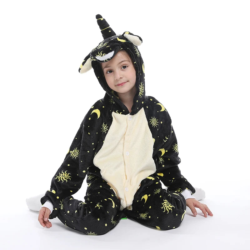 Kigurumi Children‚Äôs Animal Pajamas | Unicorn, Panda, Cat Winter Flannel Pajamas image 29