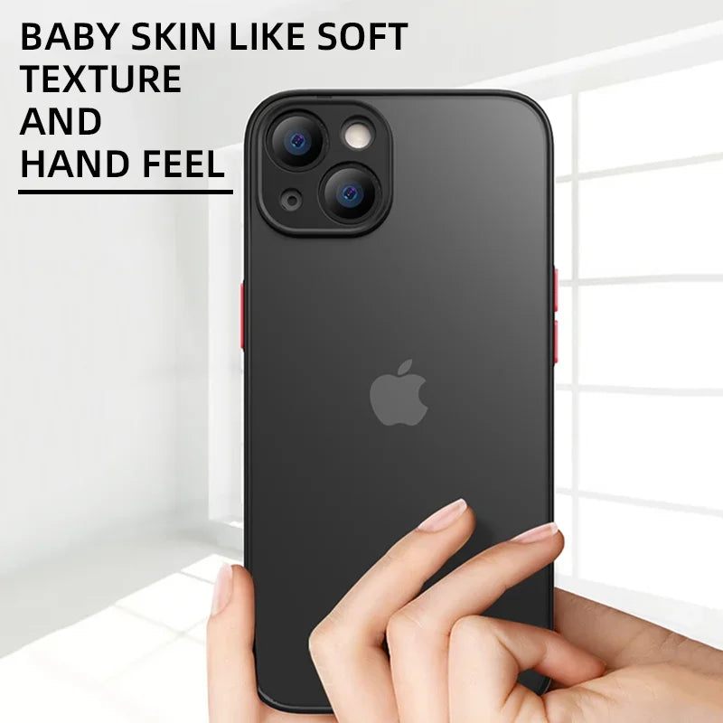 Shockproof Thin Matte Case For iPhone 15 14 13 12 11 Pro Max XR XS X 8 Plus Mini Silicone Bumper Clear Hard PC Protective Cover image 2