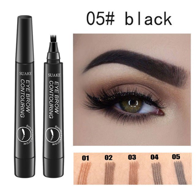 Waterproof Natural Eyebrow Pen Four-claw Eye Brow Tint Makeup three Colors Eyebrow Pencil Brown Black Grey Brush Cosmetics image 20