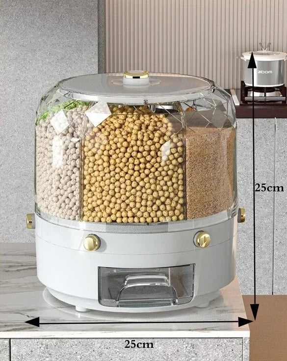 360 Degree Rotating Rice Dispenser Food Container Storage Box image 0