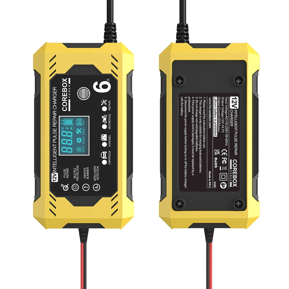 6A 12V Intelligent Automotive Battery Charger for Car & Motorcycle - Smart Lead-Acid Battery Maintenance image 4