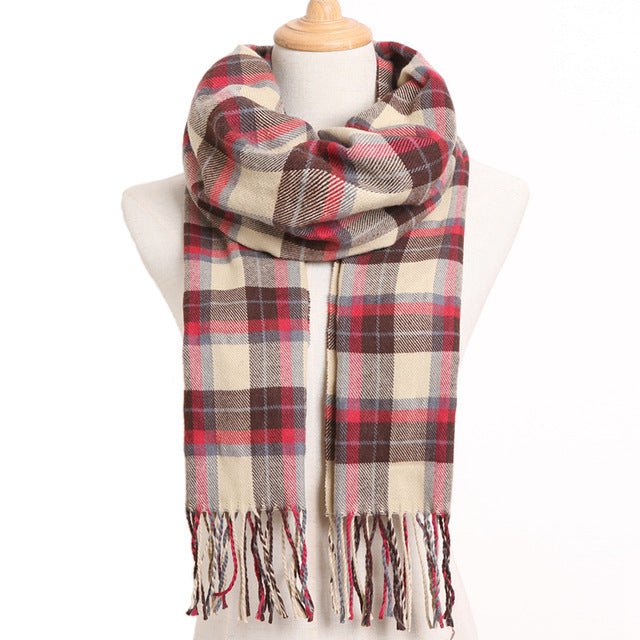 VIANOSI Plaid Winter Scarf for Women | Warm Foulard Solid Scarves | Casual Cashmere Scarfs - 22, 190CM X 35CM image