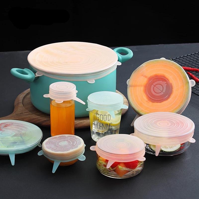 Worthbuy 6Pcs/Set Reusable Silicone Stretchable Food Cover Lids image 0