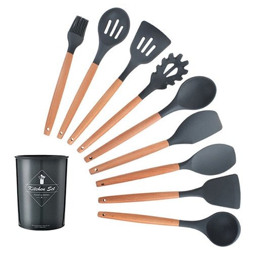Heat Resistant Non-Stick Silicone Kitchenware Cooking Utensils Set With Storage Box Tools image 37