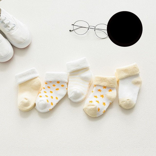 5 pair High Quality Thickened Cartoon Comfort Cotton Newborn Socks image