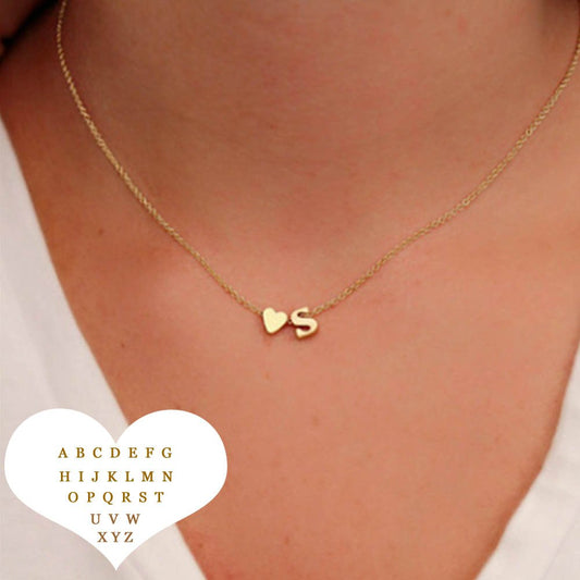 Personalized Tiny Heart Necklace ‚Äì Dainty Initial Letter Pendant Jewelry image 0