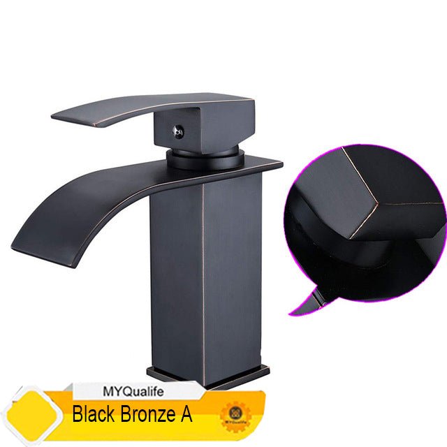 Deck Mount Waterfall Bathroom Faucet Vanity Vessel Sink Mixer Tap Cold Hot Water Tap image 1