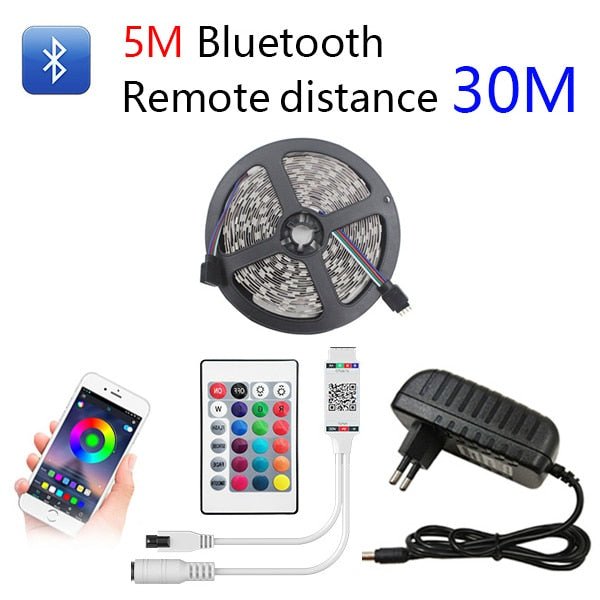 Bluetooth LED Strip RGB Light Tape | Waterproof LED Light Diode Ribbon Flexible with Bluetooth remote image 0
