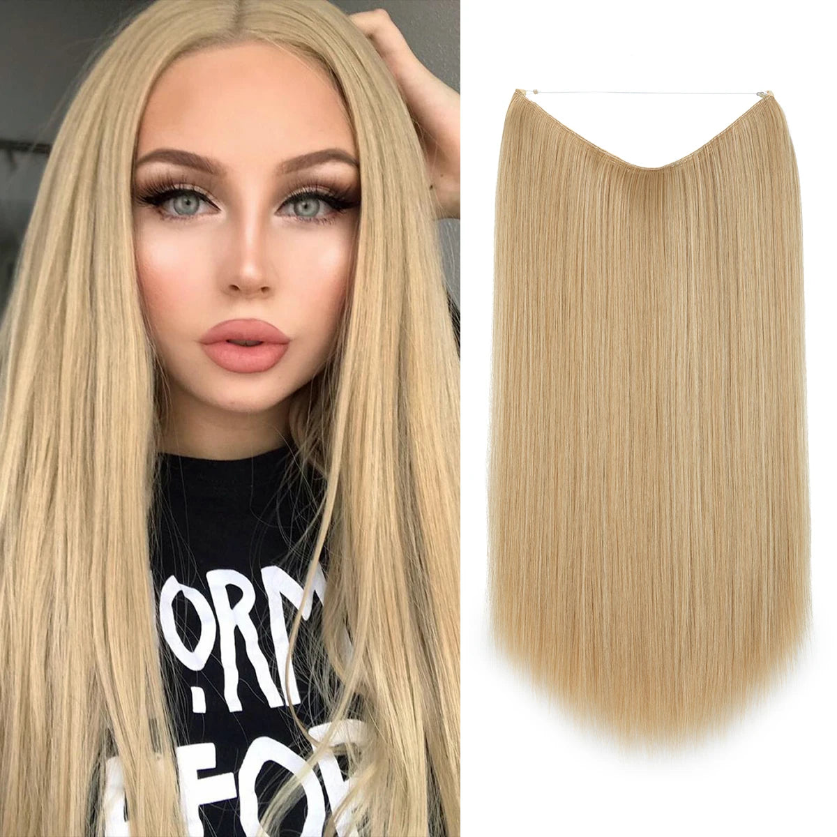 SARLA Halo Invisible Wire Synthetic Hair Extension-No Clip image 46