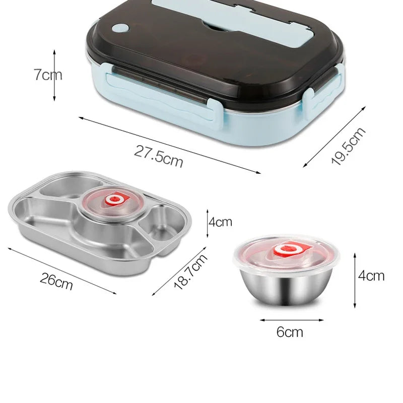 304 Stainless Steel Insulated Lunch Box with 4 Compartments and Soup Bowl image 5