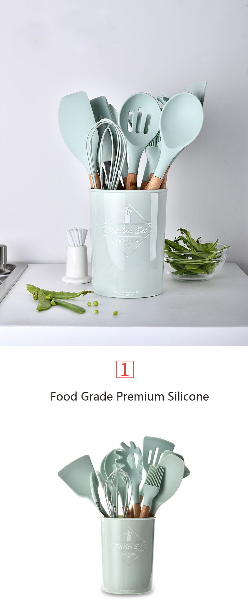 Heat Resistant Non-Stick Silicone Kitchenware Cooking Utensils Set With Storage Box Tools image 34