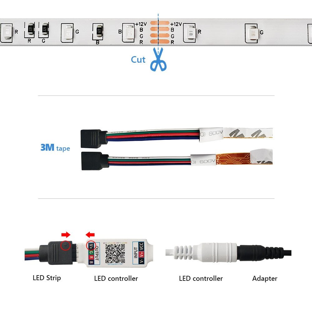 Bluetooth LED Strip RGB Light Tape | Waterproof LED Light Diode Ribbon Flexible with Bluetooth remote image 13
