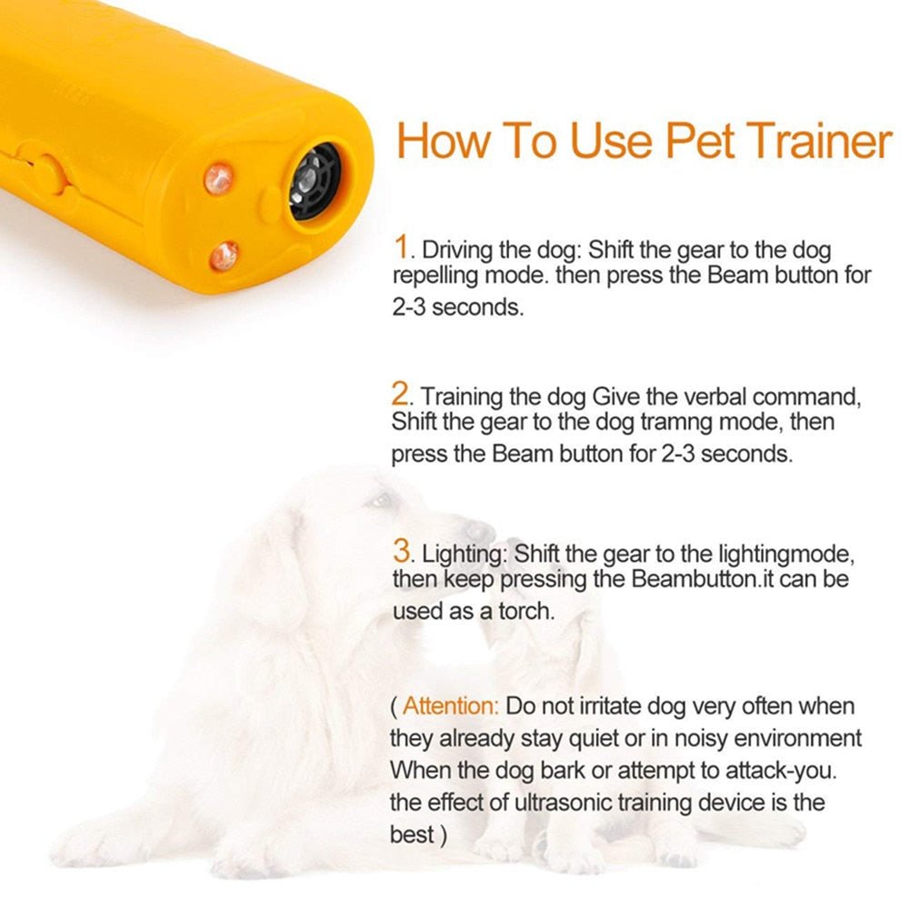 Handheld Ultrasonic Dog Repeller with LED Light Pet Stop Bark Repellent Control Trainer Chaser Dog Training Anti Barking Device image 3