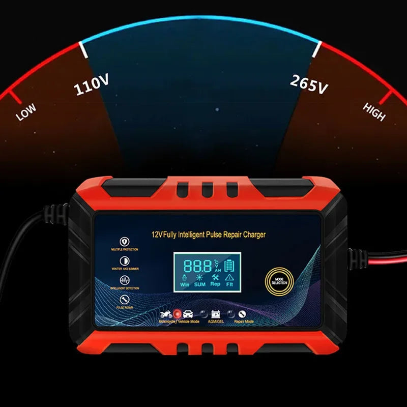 Car Battery Charger Intelligent Pulse Repair LCD Display 12V Car Battery Motorcycle Battery Charging Battery Repair Charger image 2