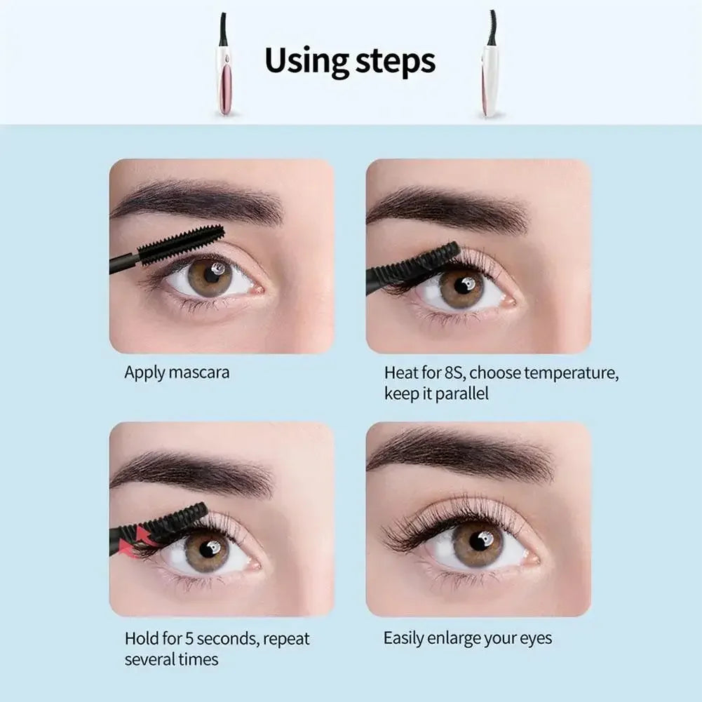 Electric Heated Eyelash Curler USB Rechargeable Eyelashes Curler 4 Mode Quick Heating Natural Curler Long Eyelash Lasting Makeup