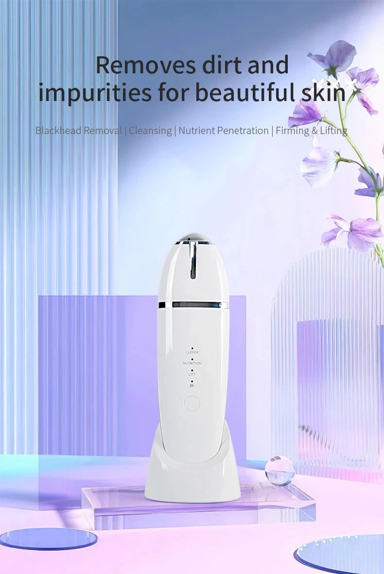 Ultrasonic Skin Scrubber Face Spatula Pore Cleaner Blackhead Remover Facial Lifting Ion Deep Cleansing Beauty Device For Home Us
