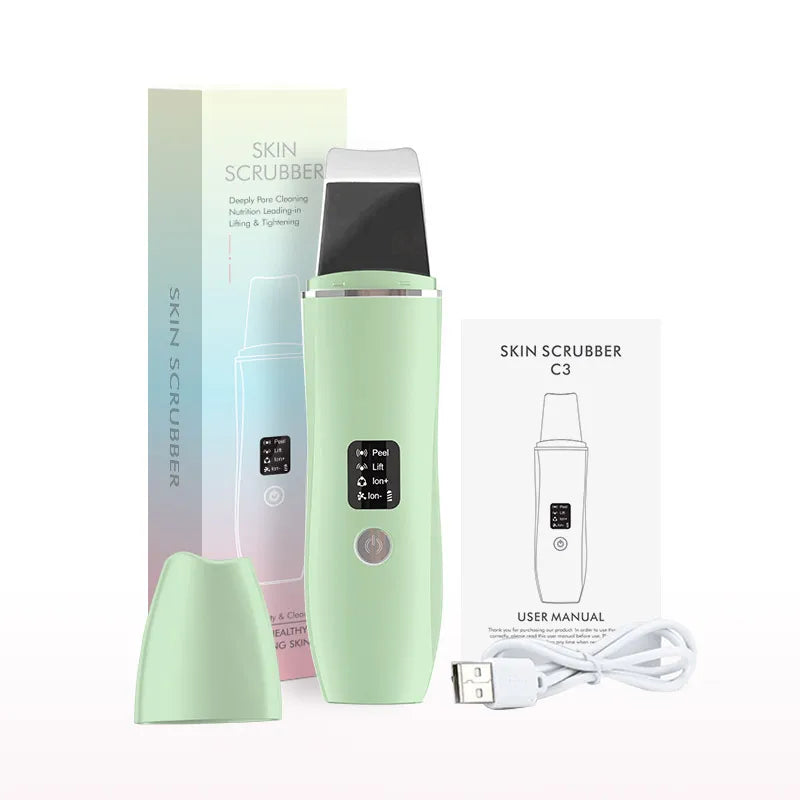 Ultrasonic Skin Scrubber Peeling Blackhead Remover Deep Face Cleaning Ultrasonic Ion Acne Pore Cleaner Facial Shovel  Scrubber