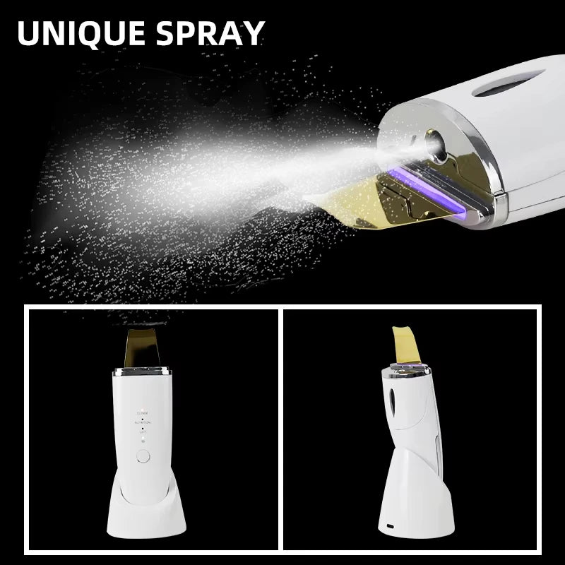 Ultrasonic Skin Scrubber Face Spatula Pore Cleaner Blackhead Remover Facial Lifting Ion Deep Cleansing Beauty Device For Home Us