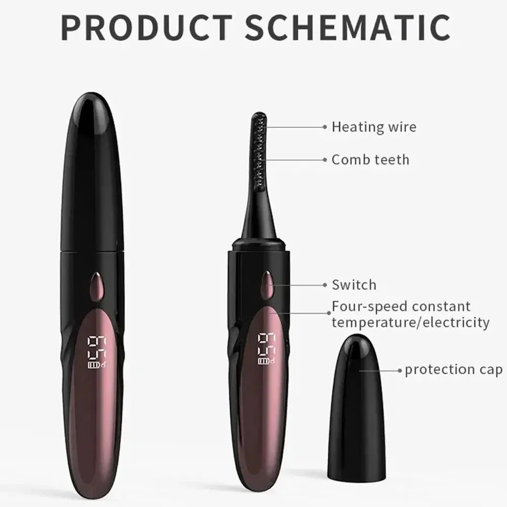 Electric Heated Eyelash Curler USB Rechargeable Eyelashes Curler 4 Mode Quick Heating Natural Curler Long Eyelash Lasting Makeup