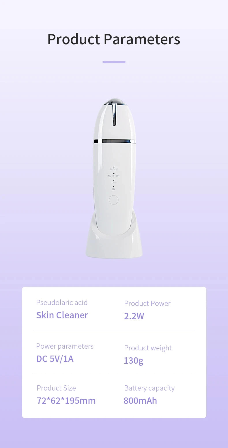 Ultrasonic Skin Scrubber Face Spatula Pore Cleaner Blackhead Remover Facial Lifting Ion Deep Cleansing Beauty Device For Home Us