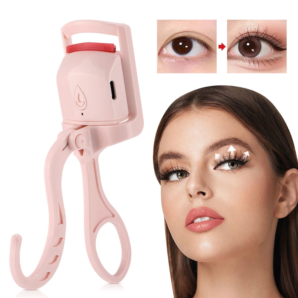 Heated Eyelash Curler Pen with Comb Electric Digital yelash Curling Device Rechargeable Beauty Makeup Tool 3 Temperature Modes
