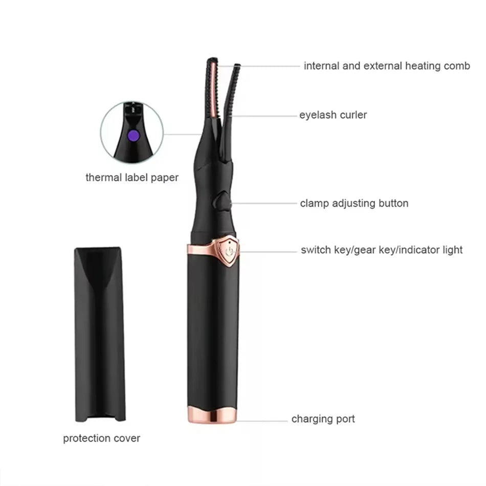 Heated Eyelash Curler for Women Mini USB Rechargeable Finalize Eyelash Tool