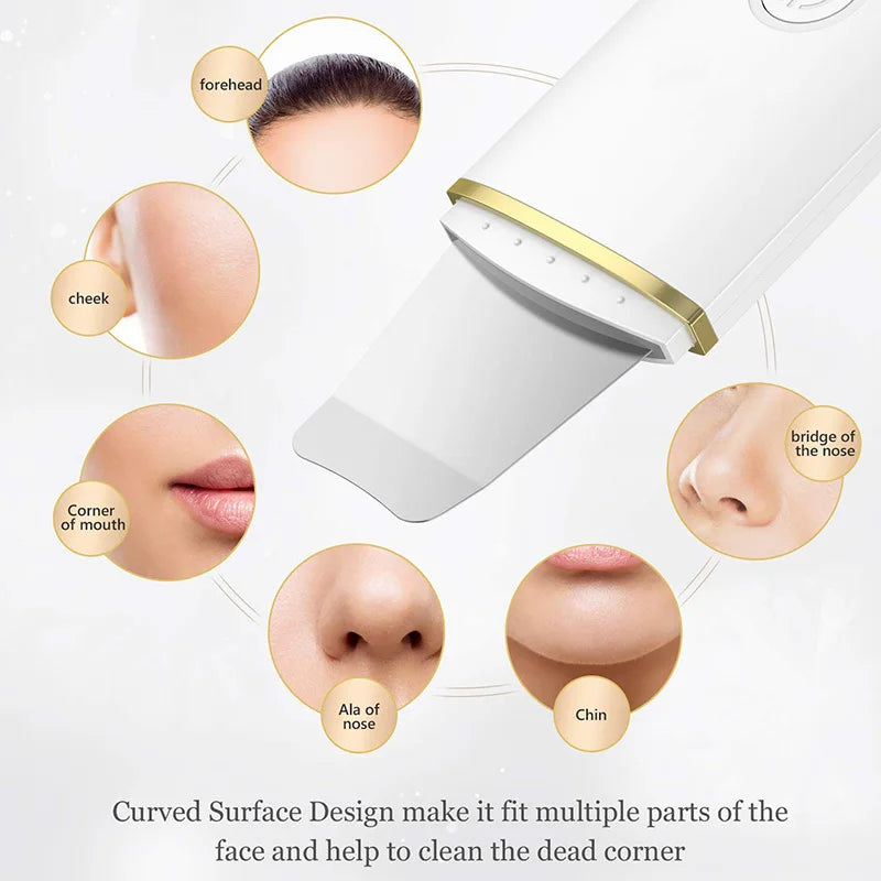 Ultrasonic Skin Scrubber Cosmetic Instrument Deep Cleansing Ultrasonic Cleansing Cavitation Peeling Shovel Rechargeable