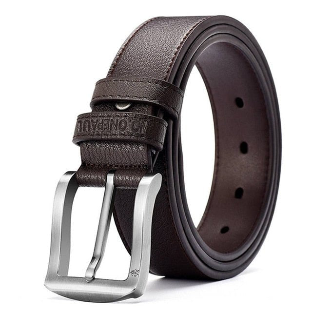 ONEPAUL Genuine Luxury Leather Strap Belts for Men| New Fashion Classic Vintage Pin Buckle High Quality Belt for Men image 0