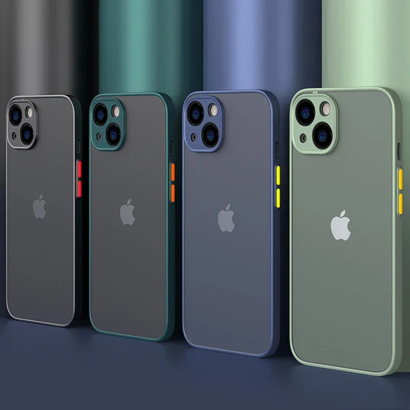 Shockproof Thin Matte Case For iPhone 15 14 13 12 11 Pro Max XR XS X 8 Plus Mini Silicone Bumper Clear Hard PC Protective Cover image 0