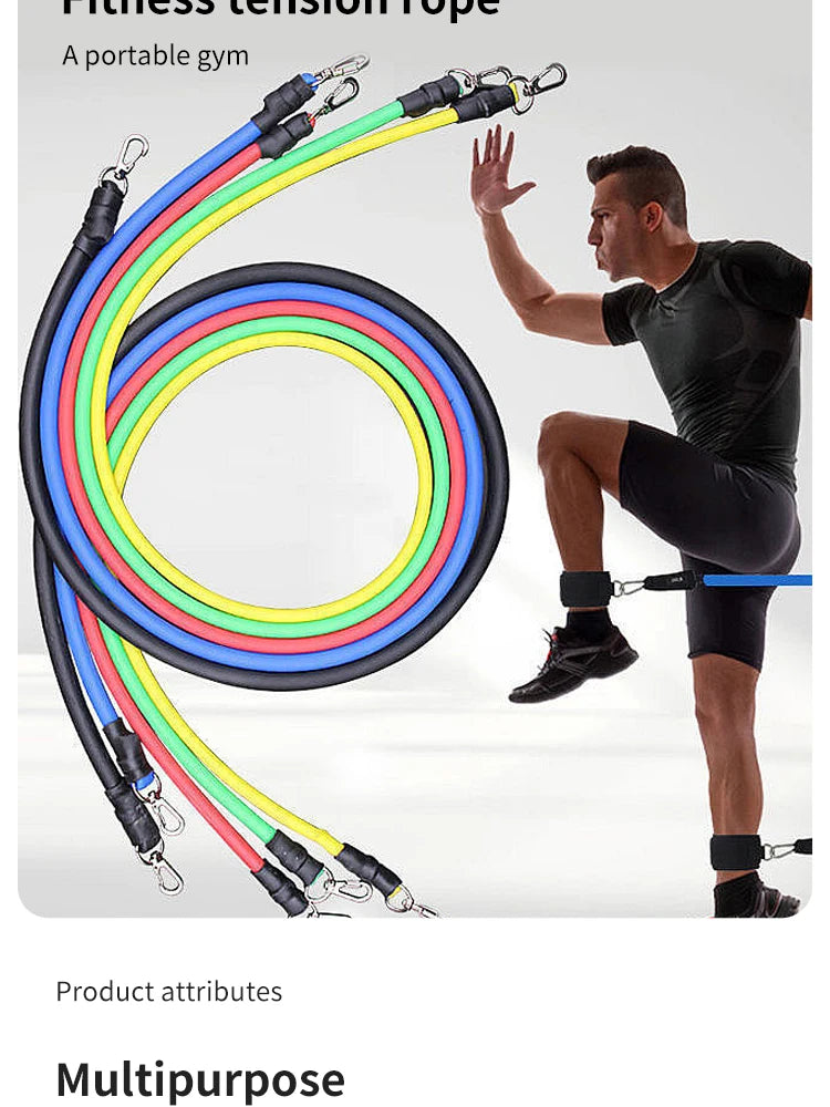 11pcs TPE Elastic Resistance Fitness Band Pull Set image 8