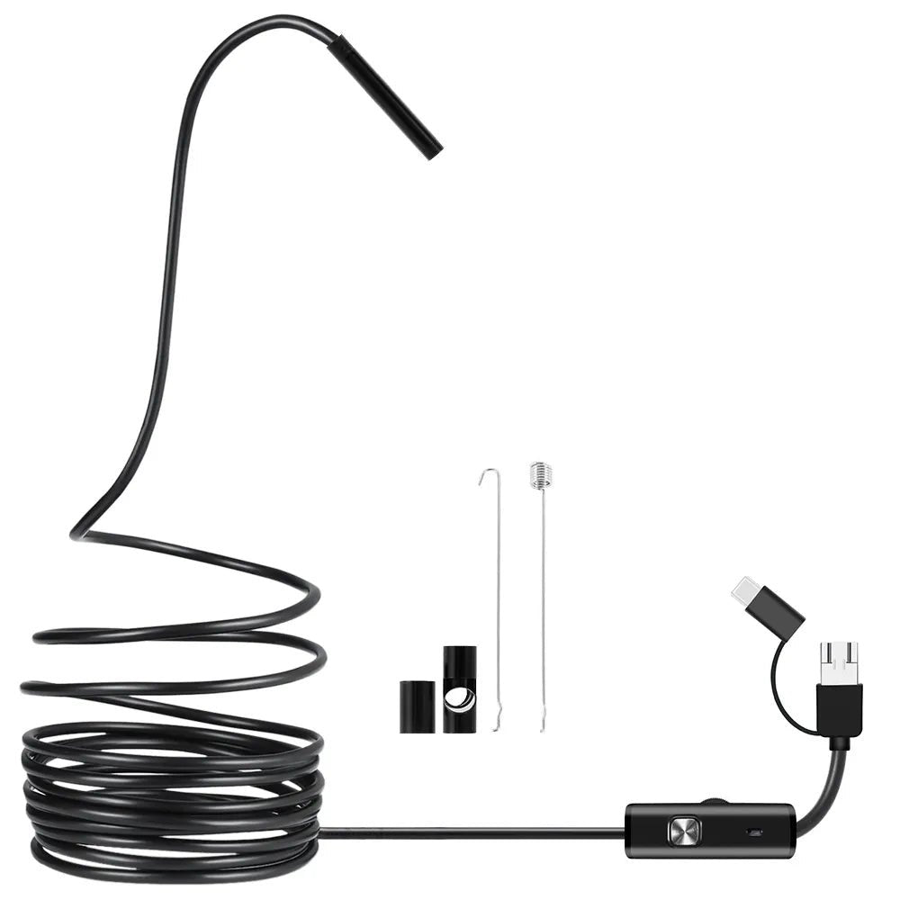 5.5mm Sewer Industrial Endoscope Piping Endoscopy Type C Flexible Snake Mini Camera 3 in 1 Automotive Borescope for Android image 17