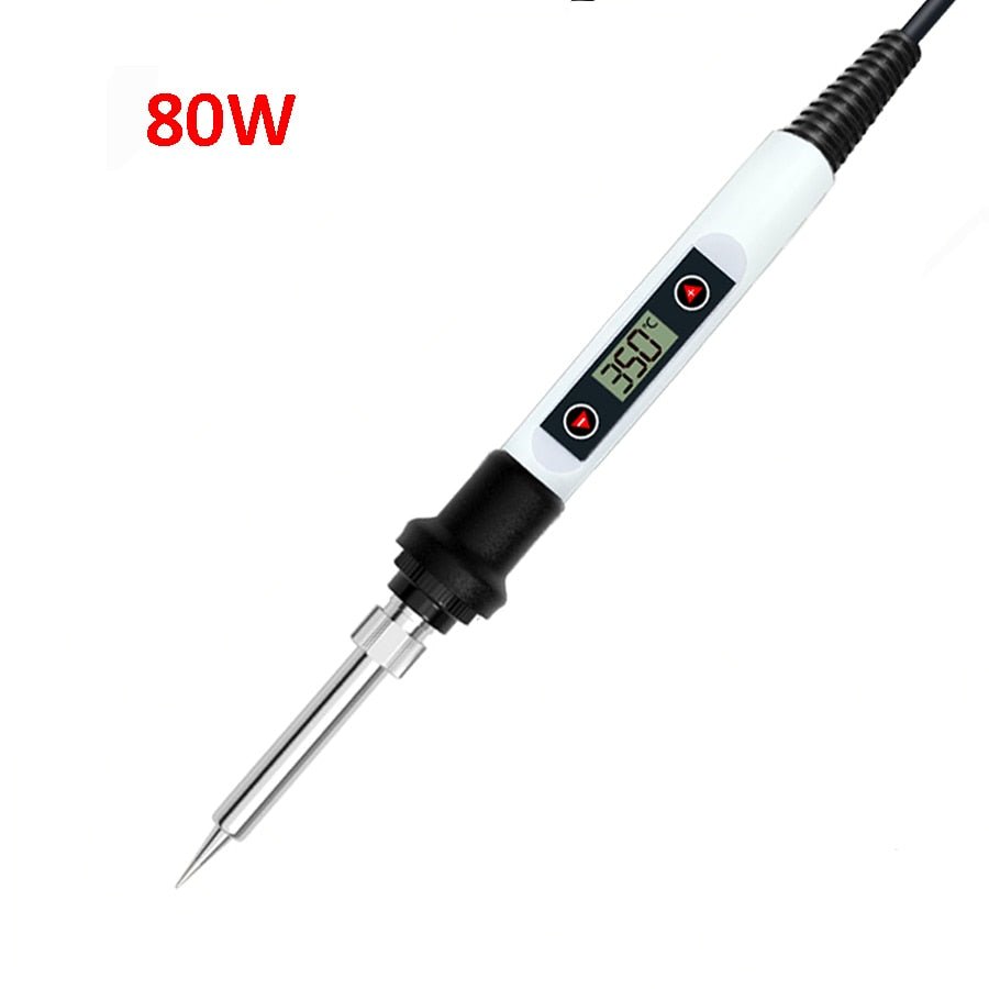 60/80W Digital Electric Soldering Iron – Adjustable Temperature Welding Tool with Tips, Stand, and Tin Wire - EU 220V-240V, 80W digital white image