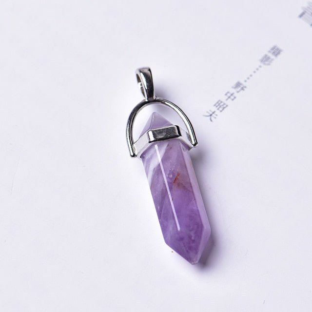 1PC Natural Amethyst Rose Quartz Crystal Point Pendant - Amethyst image
