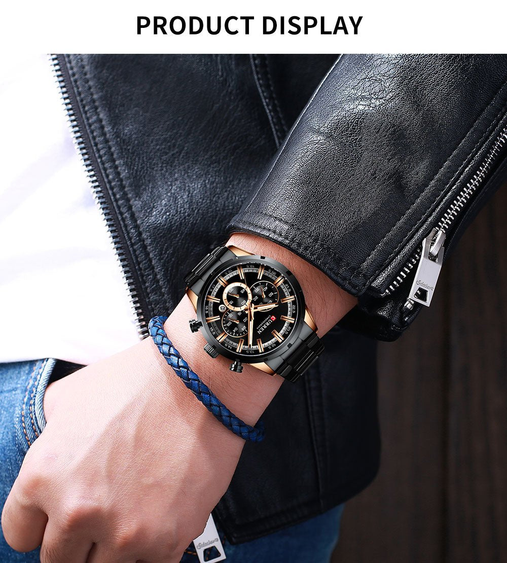 Mens Classy Watch Blue Dial Stainless Steel Band Date Mens Business Male Watches Waterproof Luxuries Men Wrist Watches for Men image 1