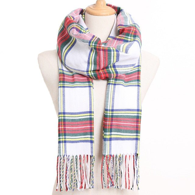 VIANOSI Plaid Winter Scarf for Women | Warm Foulard Solid Scarves | Casual Cashmere Scarfs - 20, 190CM X 35CM image