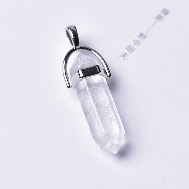 1PC Natural Amethyst Rose Quartz Crystal Point Pendant - Clear Quartz image