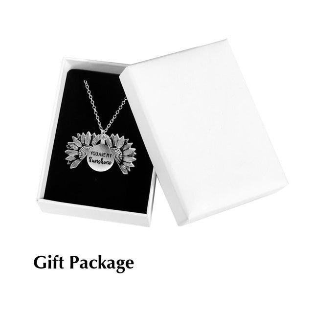 Bohemia Sunflower Double-layer Metal Pendant Necklace For Women With Letterings like "You are my Sunshine" image 0