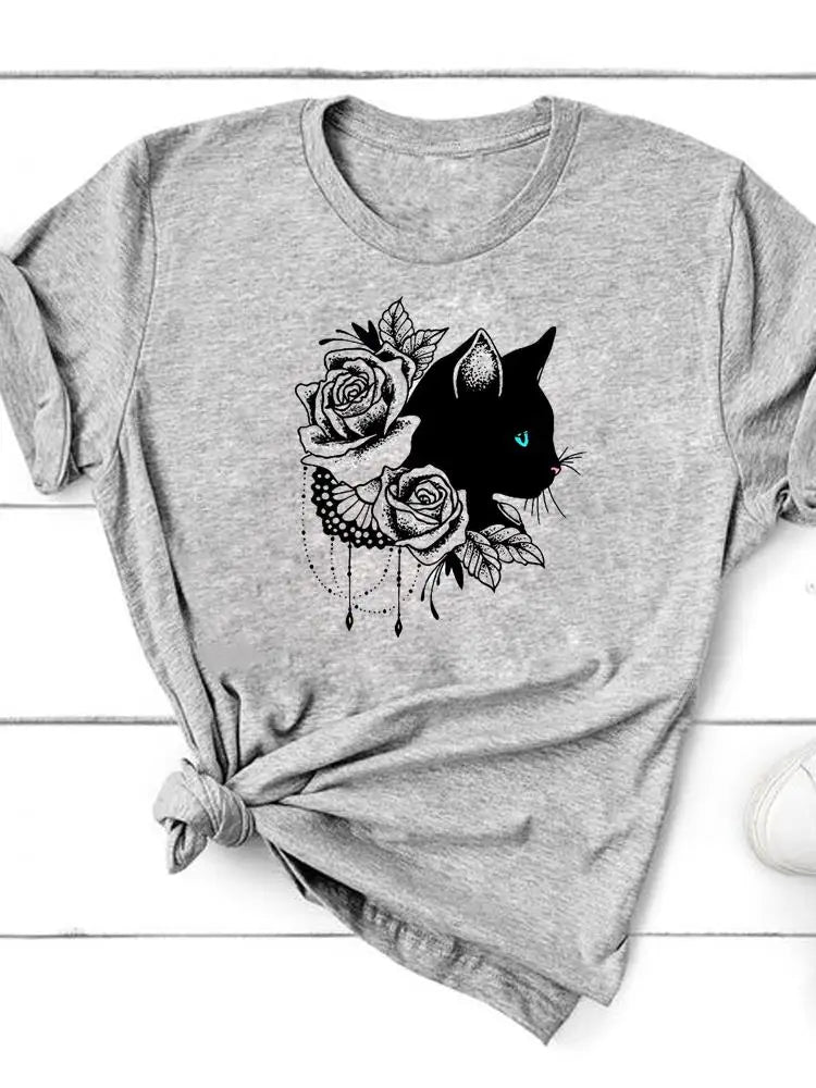 Paw Cat Dog Love Heart Graphic T-Shirt | Women‚Äôs Summer Fashion Short Sleeve Tee - ESL28115, XXXL image