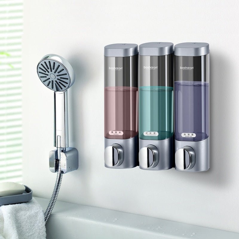 Liquid Soap Dispenser Wall Mount 300ml Bathroom Accessories Plastic Detergent Shampoo Dispensers Double Hand Kitchen Soap Bottle image 6