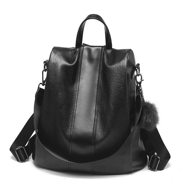 HERALD Women Quality Leather Backpack - Black, 31x30x15cm image