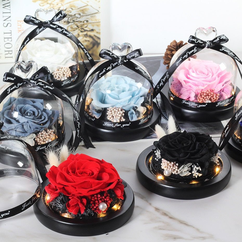 The Beauty and Beast Forever Rose Flower With Night Light in Glass Dome image 44
