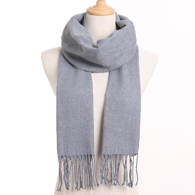 VIANOSI Plaid Winter Scarf for Women | Warm Foulard Solid Scarves | Casual Cashmere Scarfs - 56, 190CM X 35CM image