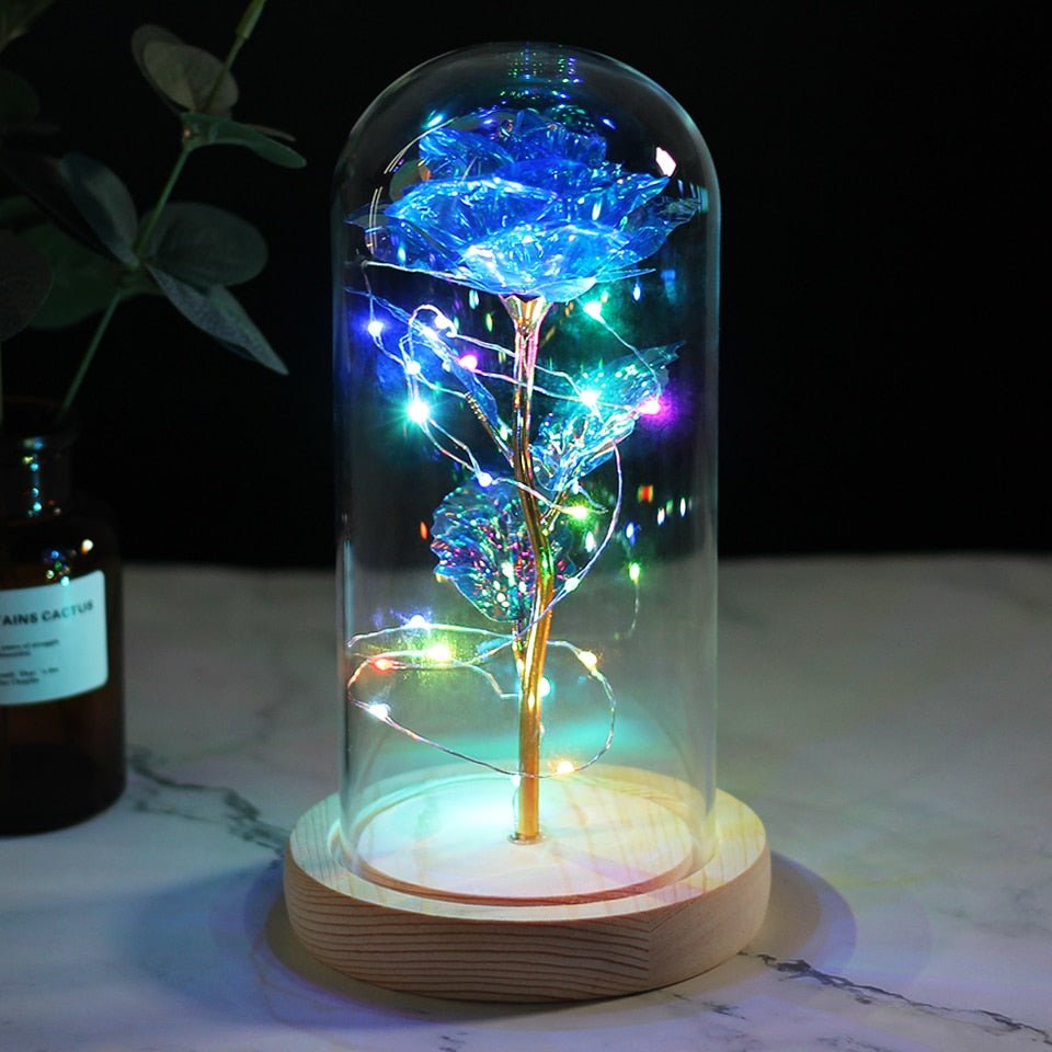 6-Colour "Beauty And The Beast" Red Rose In A Glass Dome On A Wooden Base For Valentine's Gifts image 11
